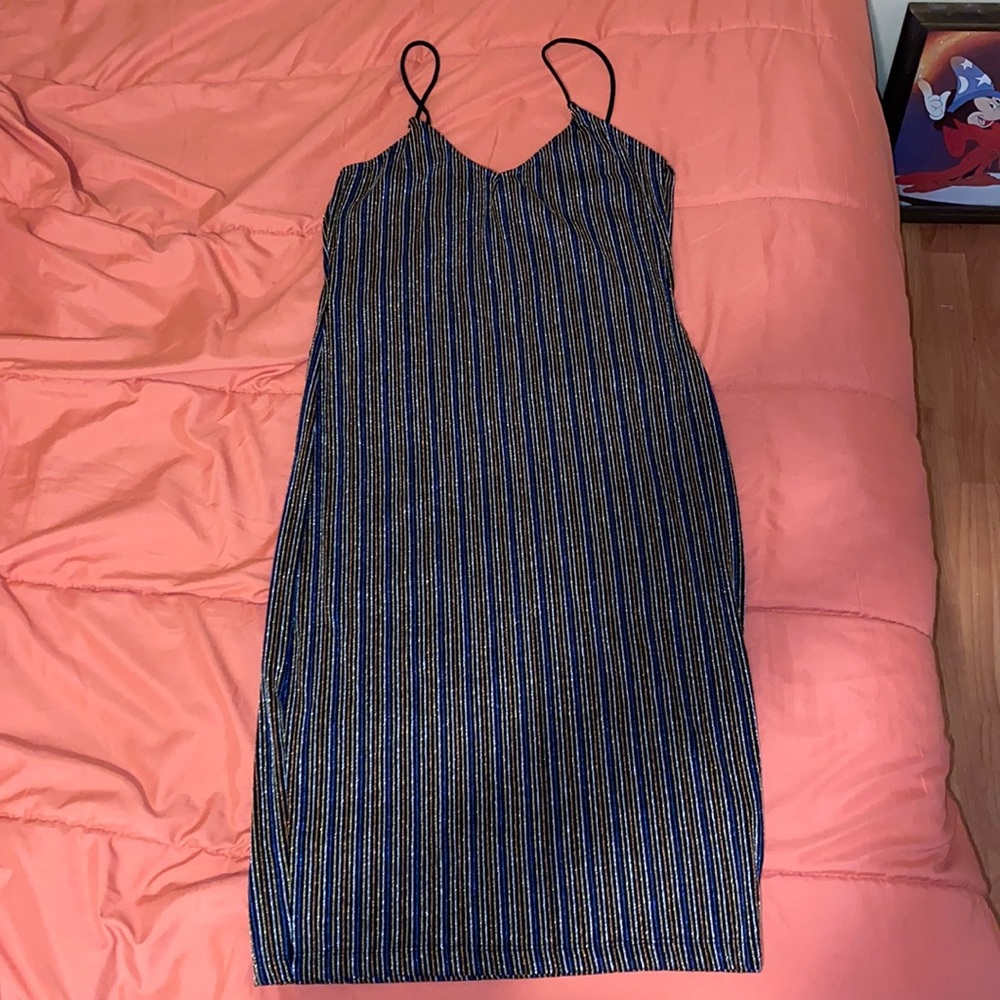 Black dress w multicolor stripes